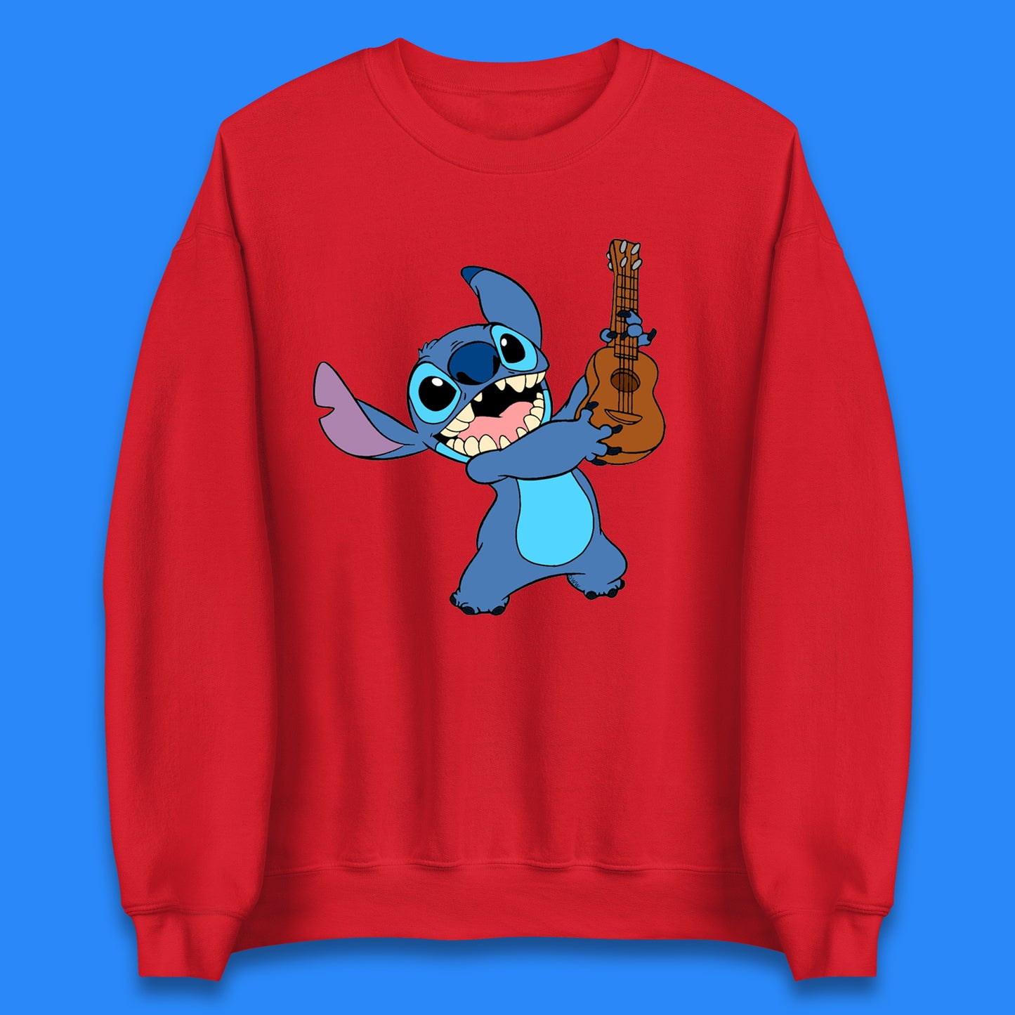 Disney Ohana Playing The Guitar Ohana Lilo & Stitich In Happy Mood Cartoon Character Disney World Unisex Sweatshirt