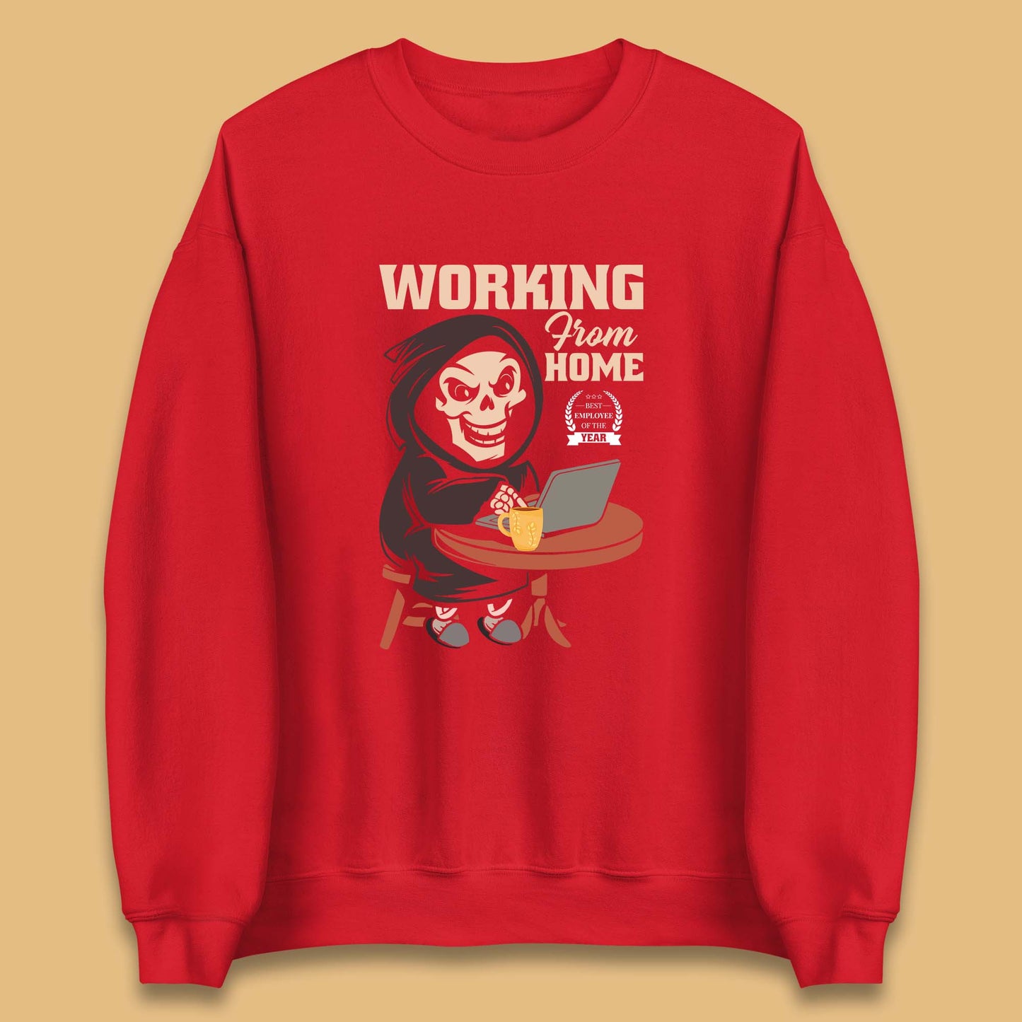 Working From Home Best Employee Of The Year Funny Death Halloween Unisex Sweatshirt
