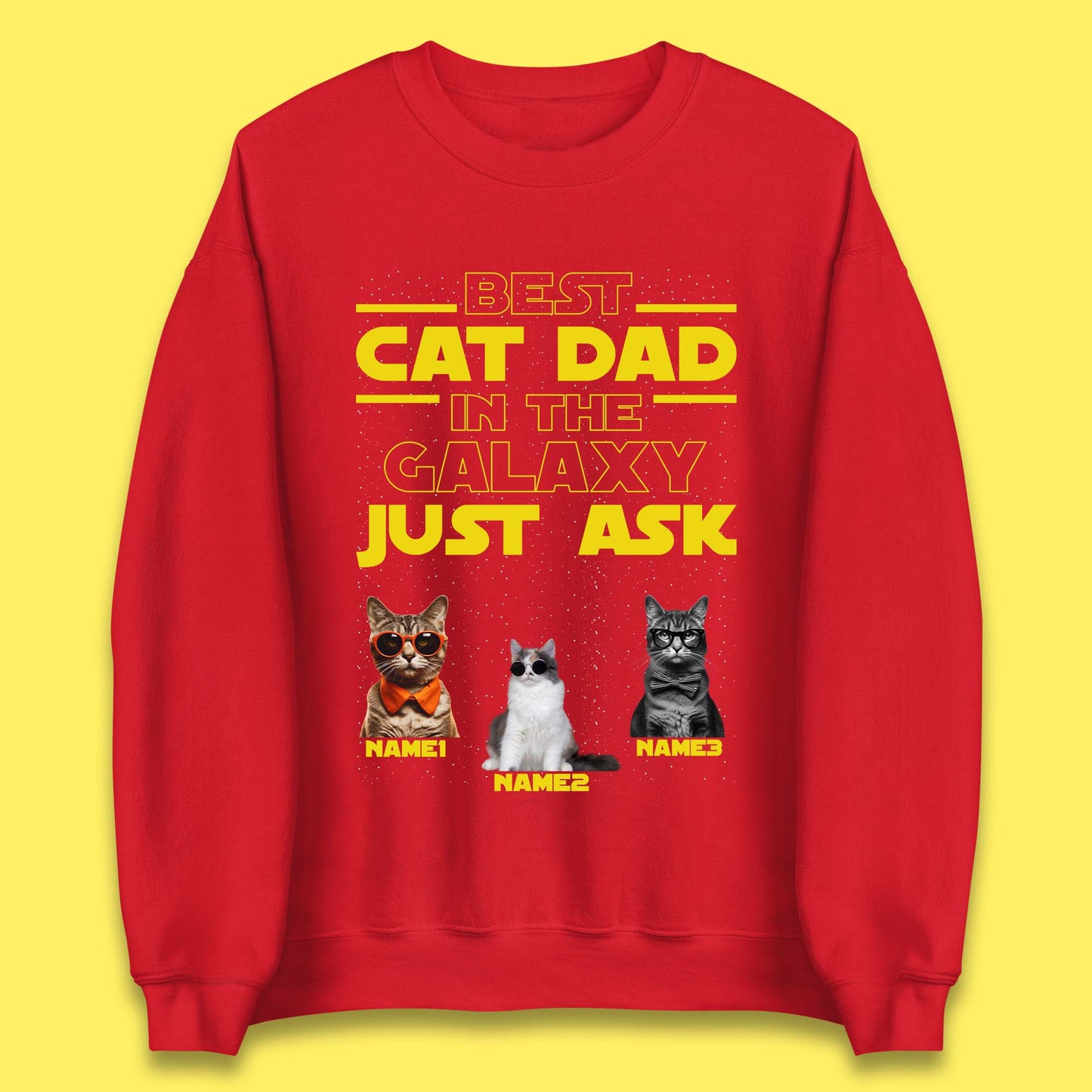 Personalised Best Cat Dad In The Galaxy Unisex Sweatshirt