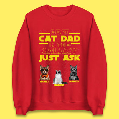 Personalised Best Cat Dad In The Galaxy Unisex Sweatshirt