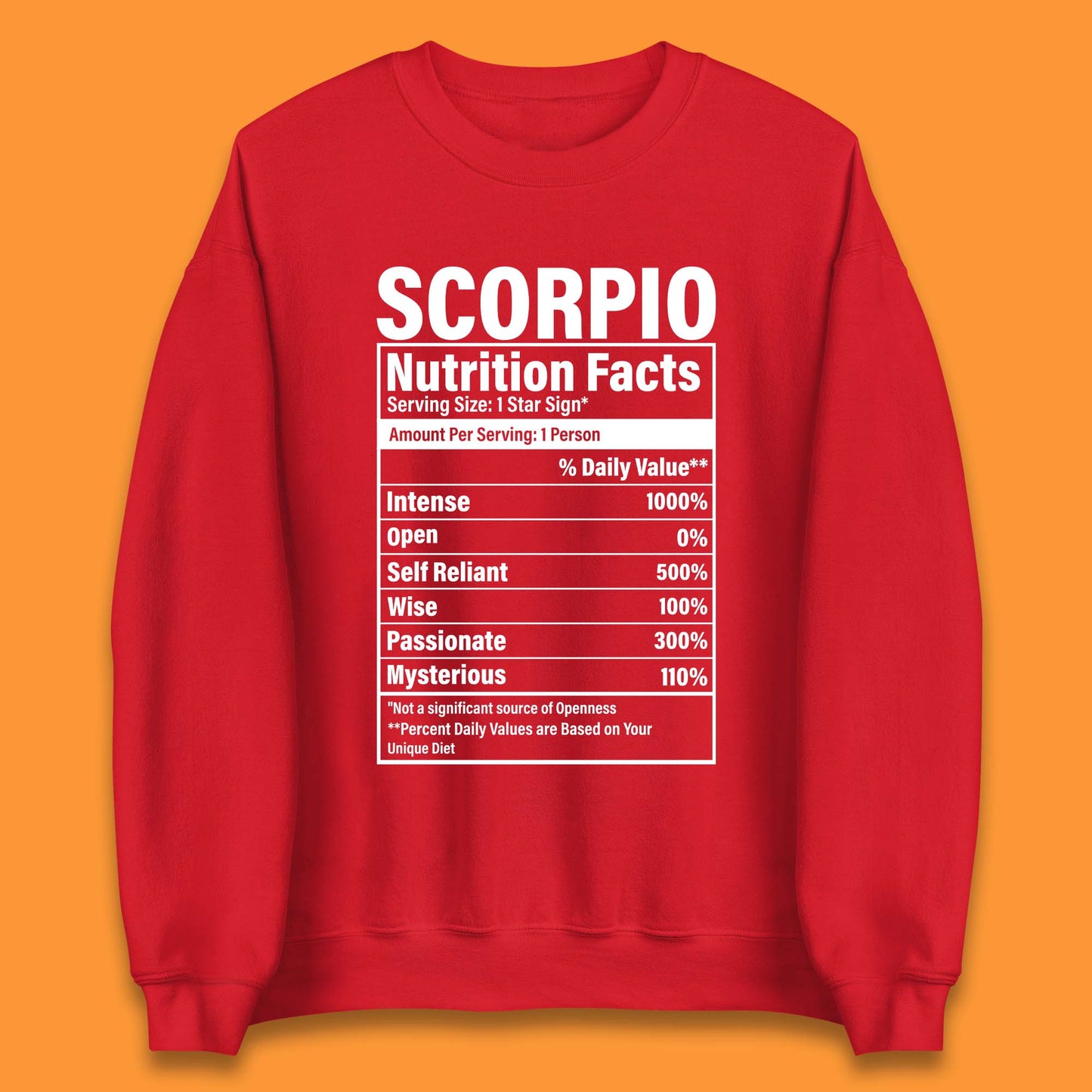Scorpio Nutrition Facts Unisex Sweatshirt