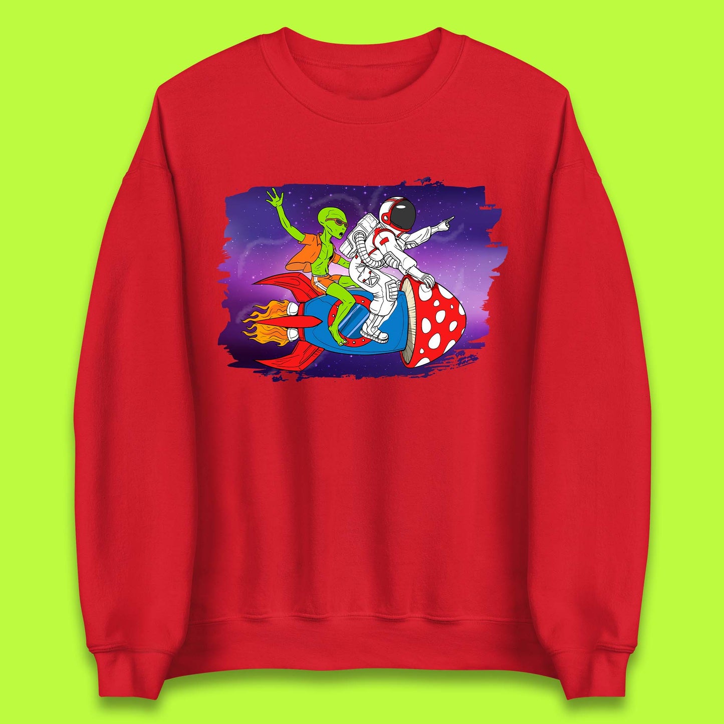 Alien & Astronaut Rocket Ship Unisex Sweatshirt