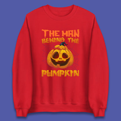 The Man Behind The Pumpkin Halloween Pregnancy Baby Announcement New Dad Gift Unisex Sweatshirt