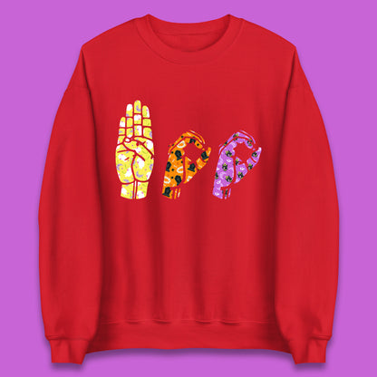 Halloween Hand Sign Language Boo Ghost American Sign Language Alphabet ASL Halloween Unisex Sweatshirt