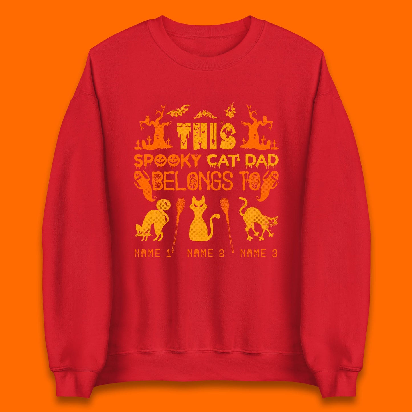 Personalised Halloween This Spooky Cat Dad Belongs To Your Cat Name Customized Halloween Cat Unisex Sweatshirt