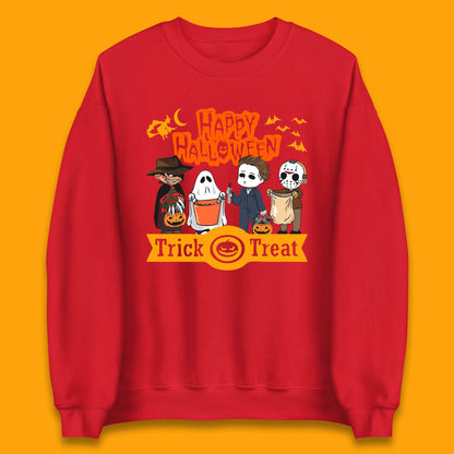 Happy Halloween Trick Or Treat Chibi Horror Movie Characters Killer Unisex Sweatshirt