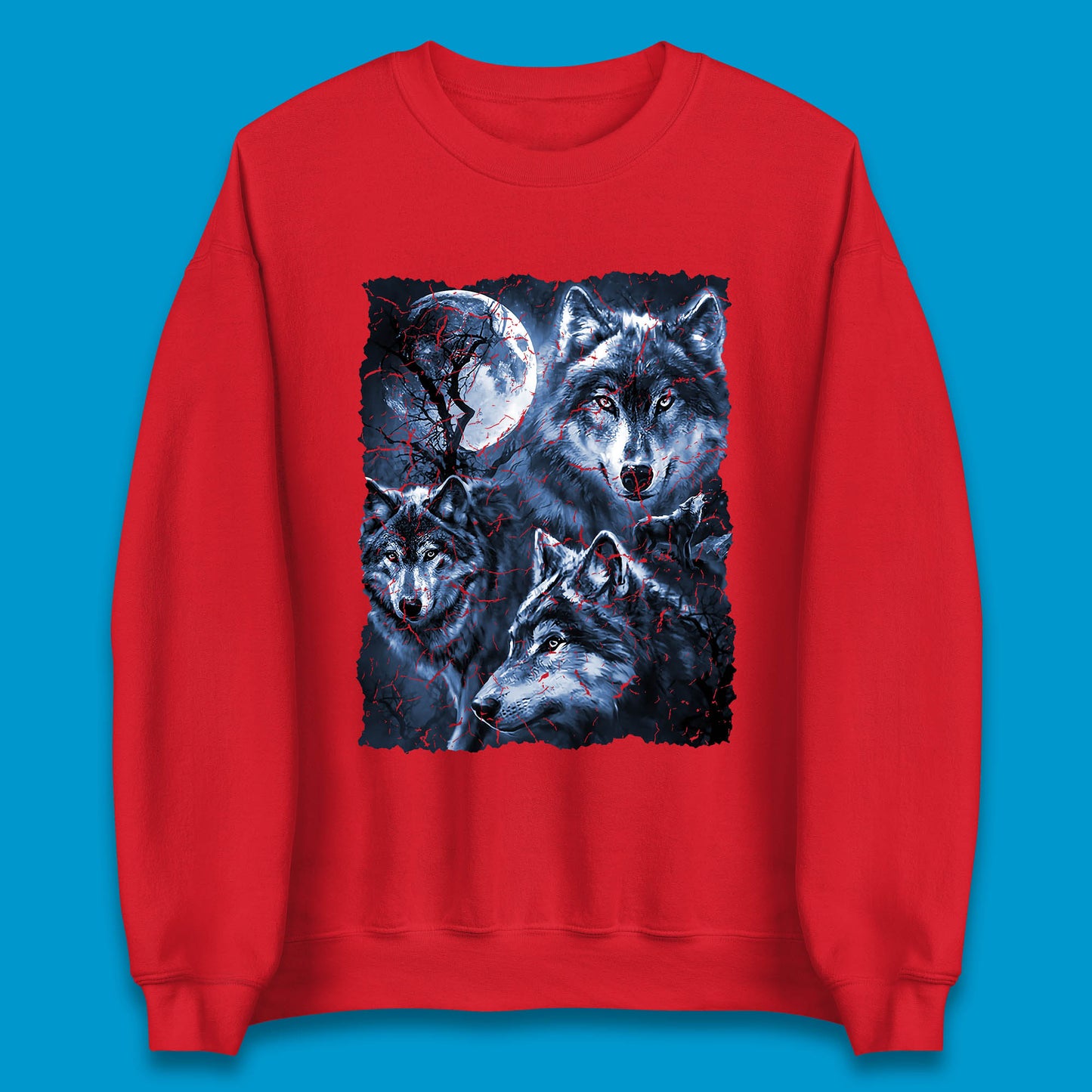Wolf Family Howling 3 Wolf Moon Wild Free Wolves Three Gray Wolf Dog Animal The Mountain Unisex Sweatshirt