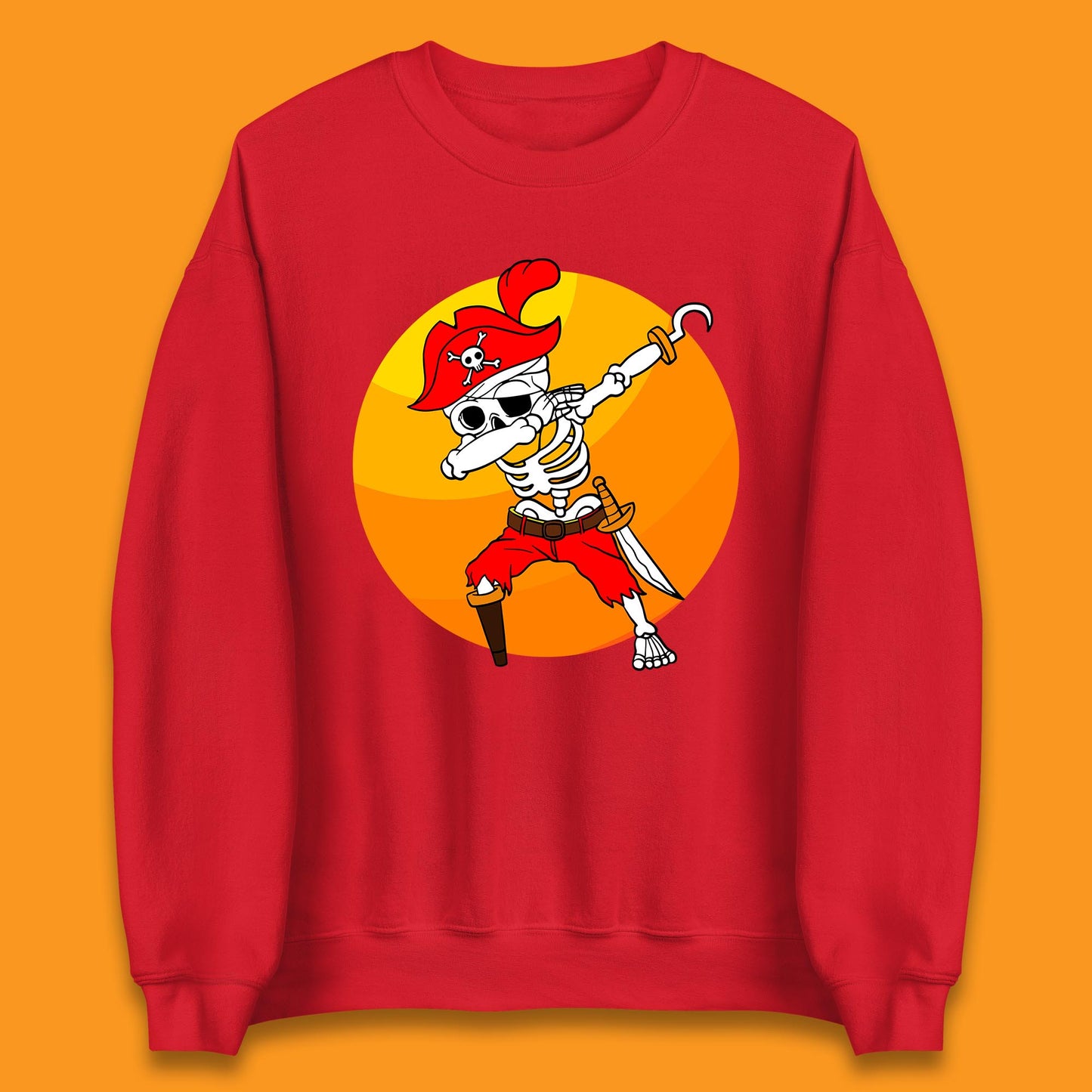 Dabbing Pirate Skeleton Halloween Jolly Roger Funny Halloween Costume Unisex Sweatshirt