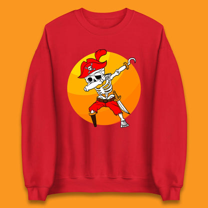 Dabbing Pirate Skeleton Halloween Jolly Roger Funny Halloween Costume Unisex Sweatshirt