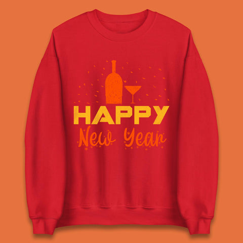Happy New Year Wine Drinking Unisex Sweatshirt