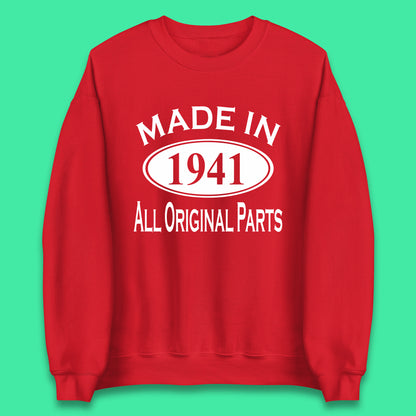 Made In 1941 All Original Parts Vintage Retro 82nd Birthday Funny 82 Years Old Birthday Gift Unisex Sweatshirt