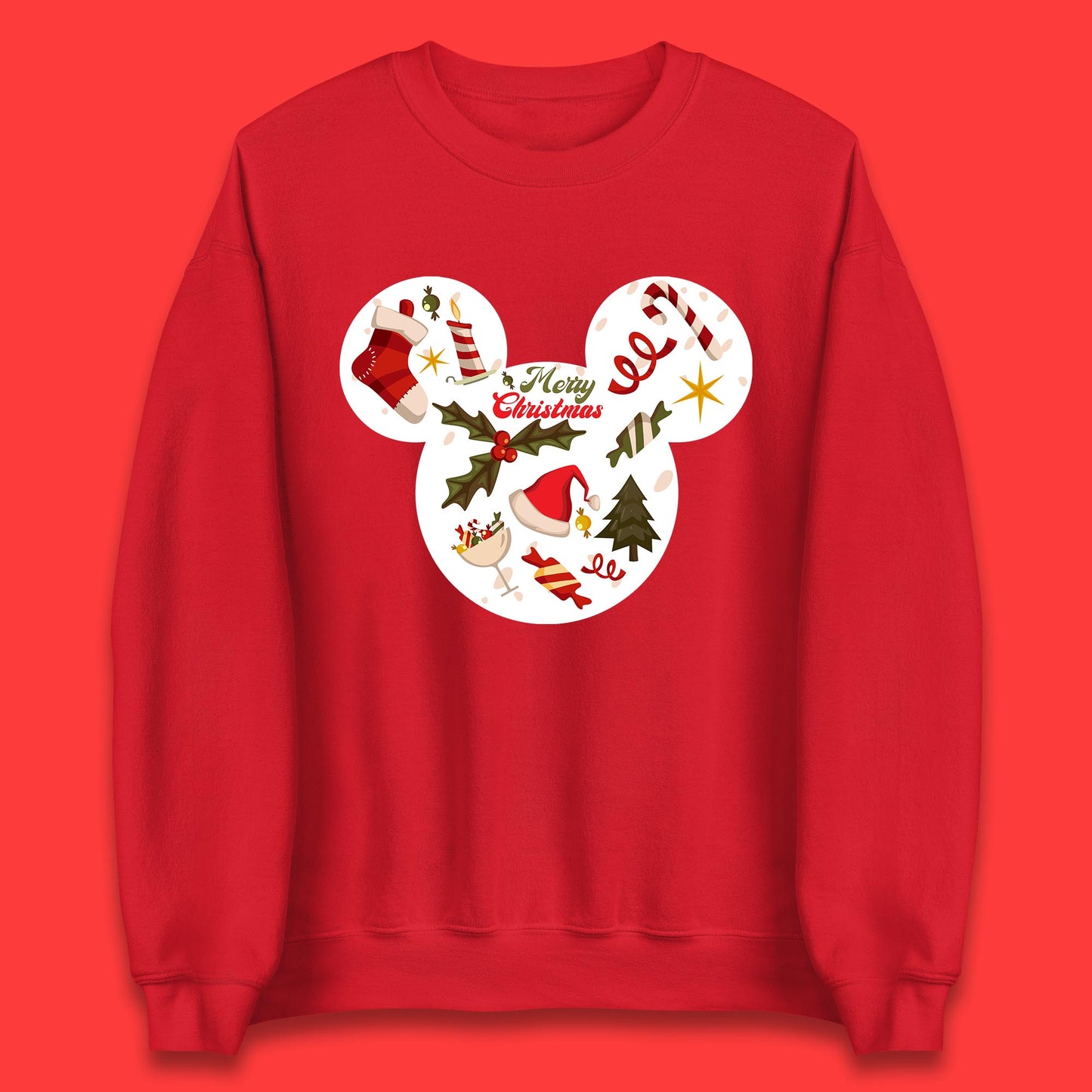 merry christmas disney mickey mouse head sweatshirt