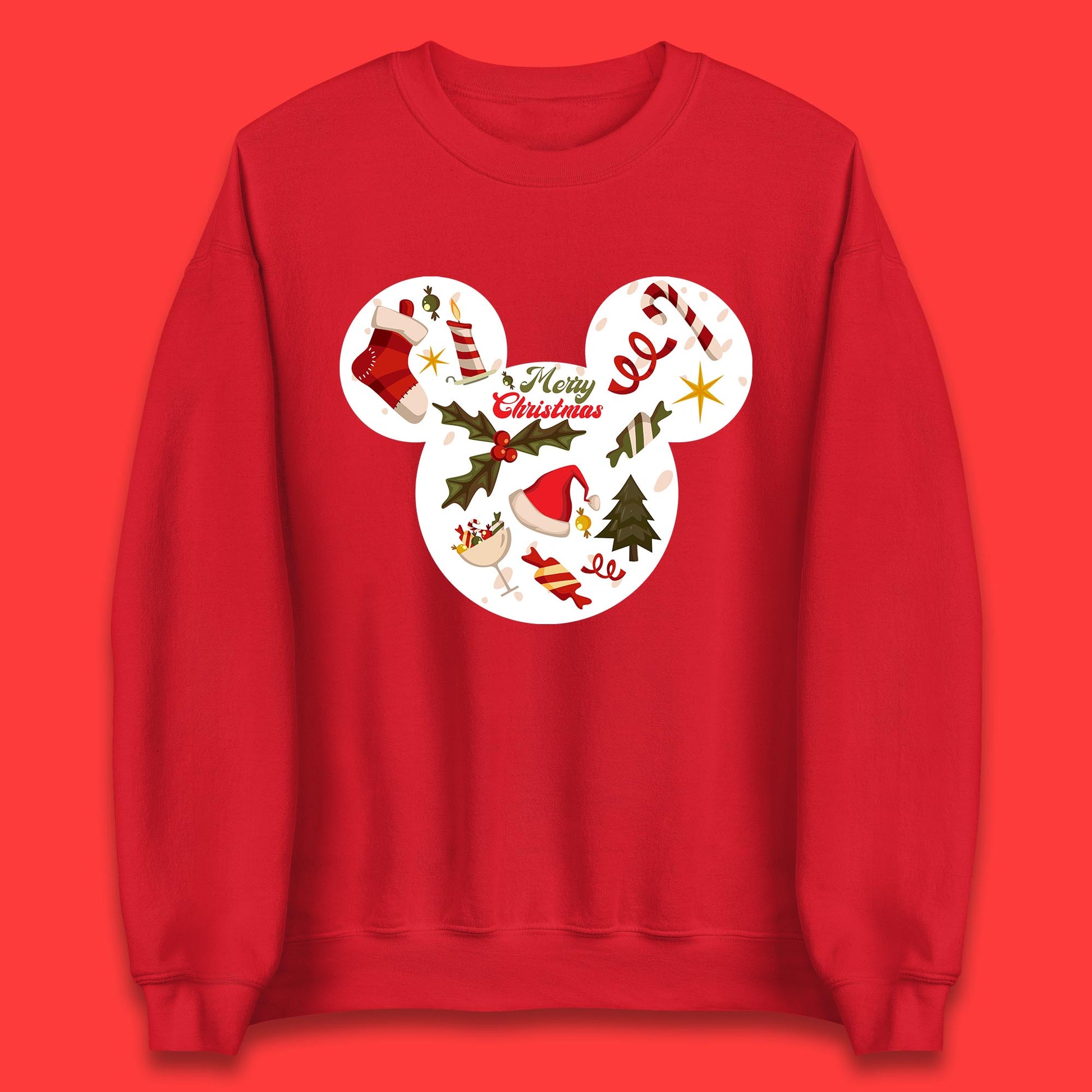 merry christmas disney mickey mouse head sweatshirt