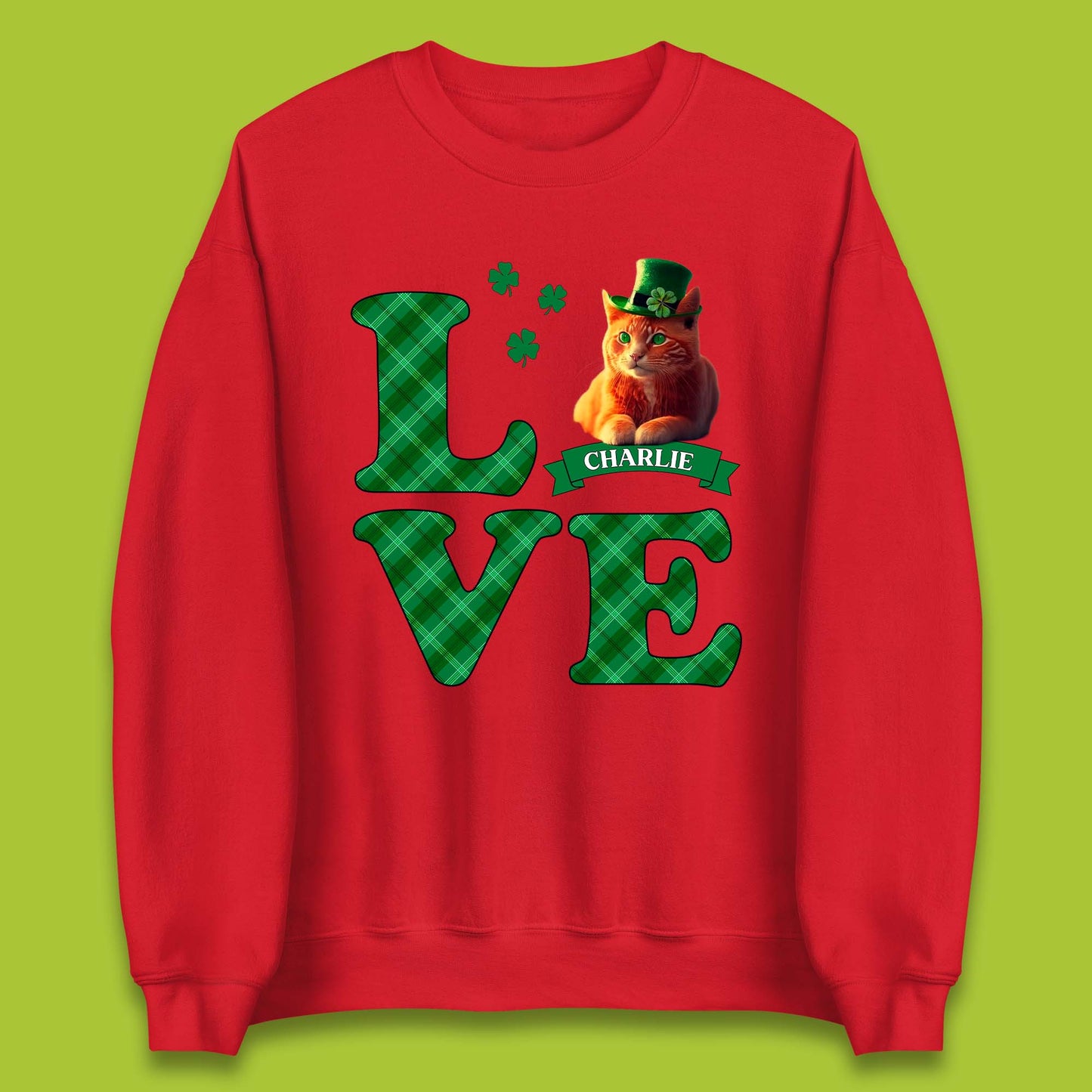 Personalised Love St. Patrick's Cat Unisex Sweatshirt