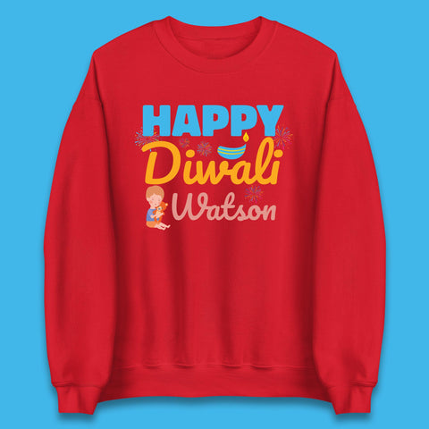 Personalised Happy Diwali Festival Of Lights Your Name Indian Diwali Holiday Celebration Unisex Sweatshirt