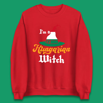 I'm A Hungarian Witch Halloween Witch Hat Hungarian Flag Unisex Sweatshirt