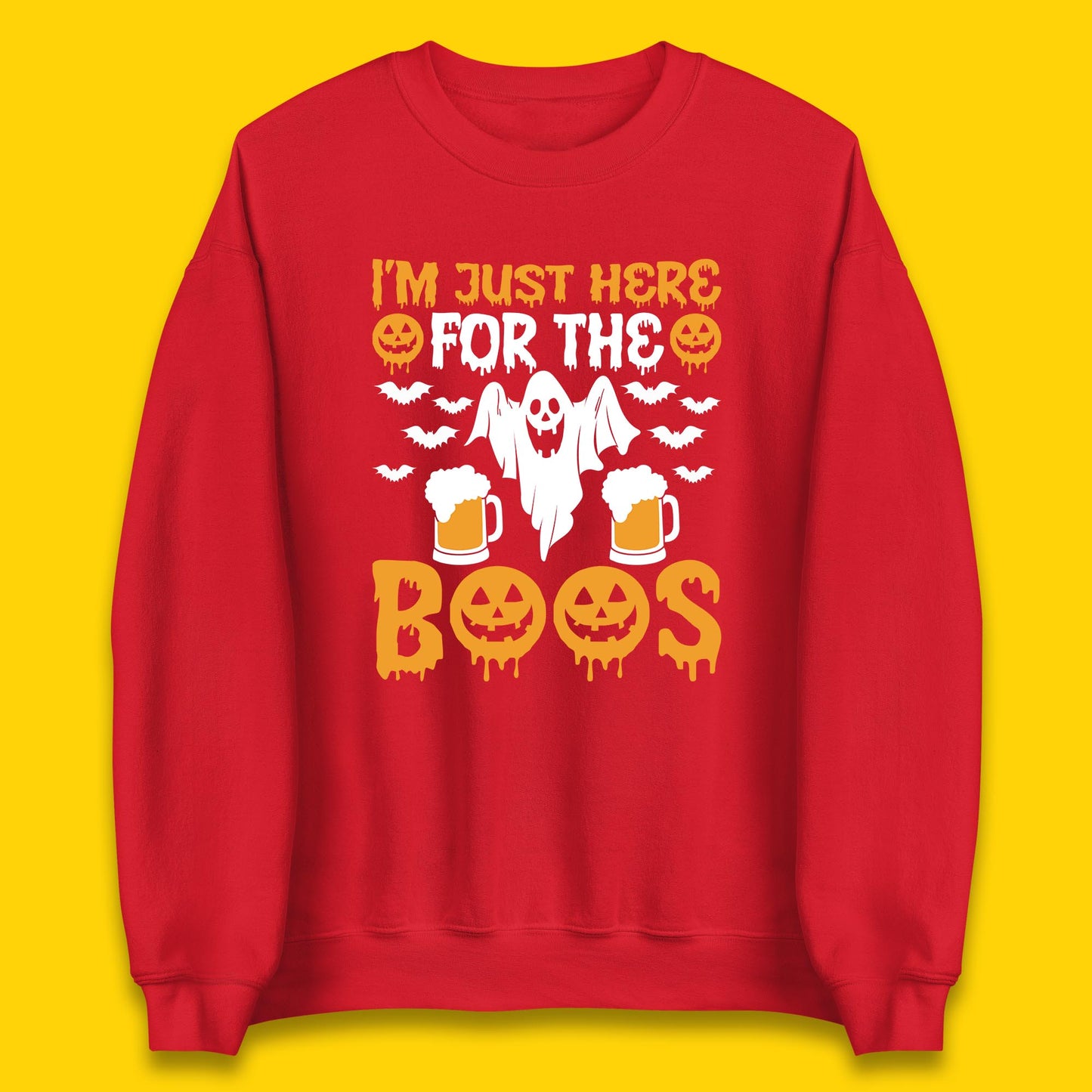 I'm Just Here For The Boos Halloween Boo Ghosts Drinking Beer Unisex Sweatshirt