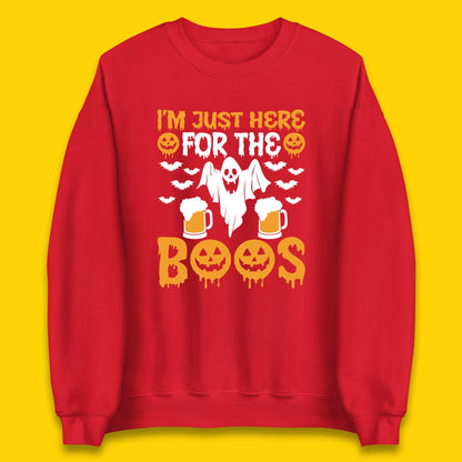 I'm Just Here For The Boos Halloween Boo Ghosts Drinking Beer Unisex Sweatshirt
