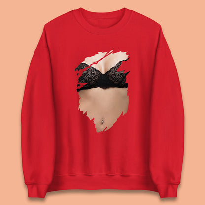 Beautiful Sexy Glamour Blonde Girl Stylish Trendy Summer Fashion Sexy Bra Unisex Sweatshirt