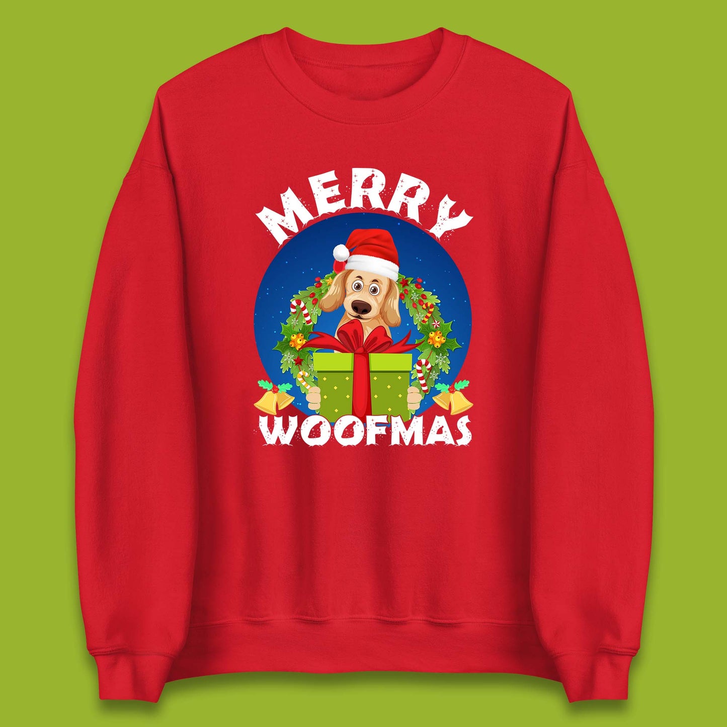 merry woofmas christmas golden retriever dog sweatshirt