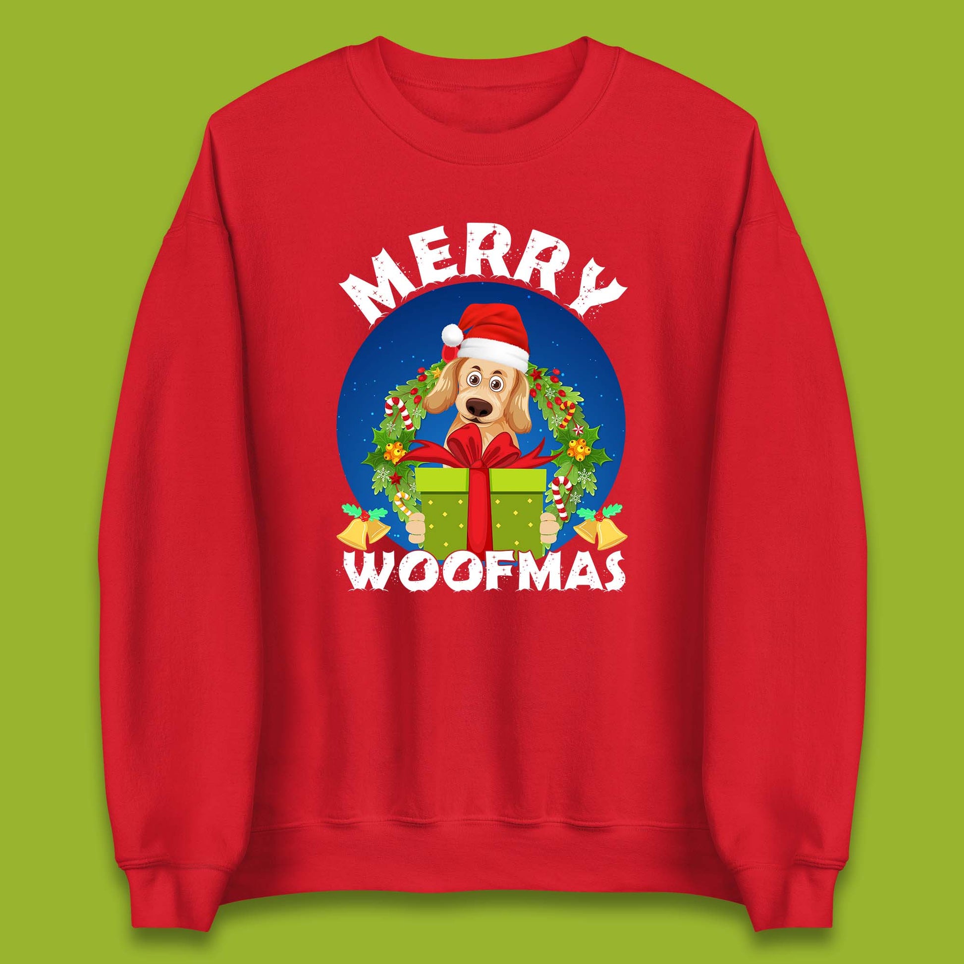 merry woofmas christmas golden retriever dog sweatshirt