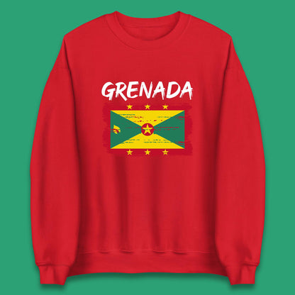 Grenada Flag Distressed Grenadian Heritage Country In The Caribbean Unisex Sweatshirt