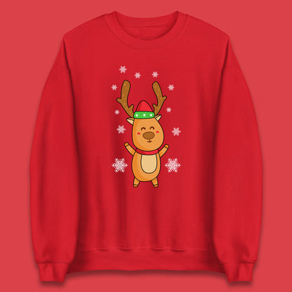 christmas reindeer with santa hat sweatshirt