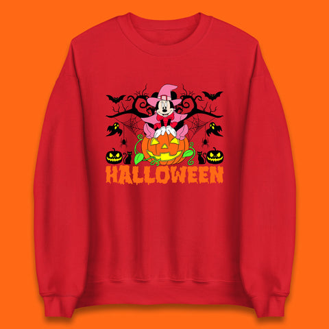 Disney Halloween Witch Minnie Mouse Sitting On Pumpkin Horror Scary Disneyland Trip Costume Unisex Sweatshirt