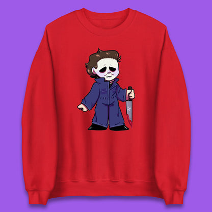 Chibi Michael Myers Holding Bloody Knife Halloween Serial Killer Horror Movie Character Unisex Sweatshirt