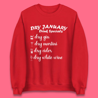 Dry January Drink Menu Unisex Sweatshirt