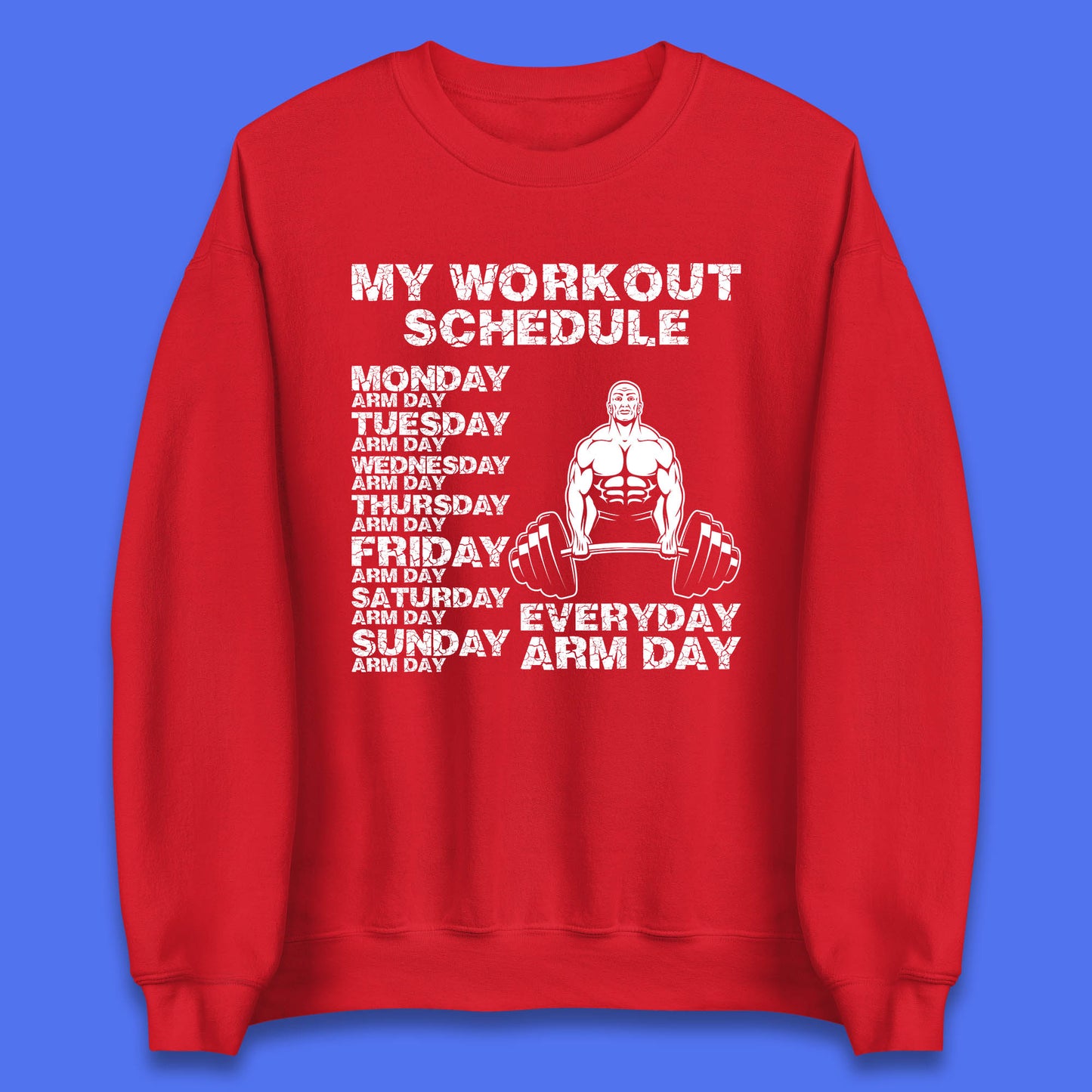 My Workout Schedule Everyday Arm Day Daily Routine  Arm Gym Workout Everyday Of Week Arm Day Fitness Unisex Sweatshirt