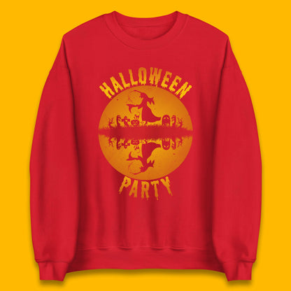 Halloween Party Flying Witch Horror Scary Spooky Season Scary Boo With Full Moon Unisex Sweatshirt