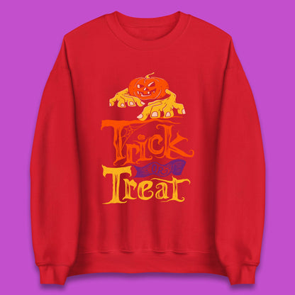 Halloween Trick Or Treat Horror Scary Evil Pumpkin With Zombie Hands Unisex Sweatshirt