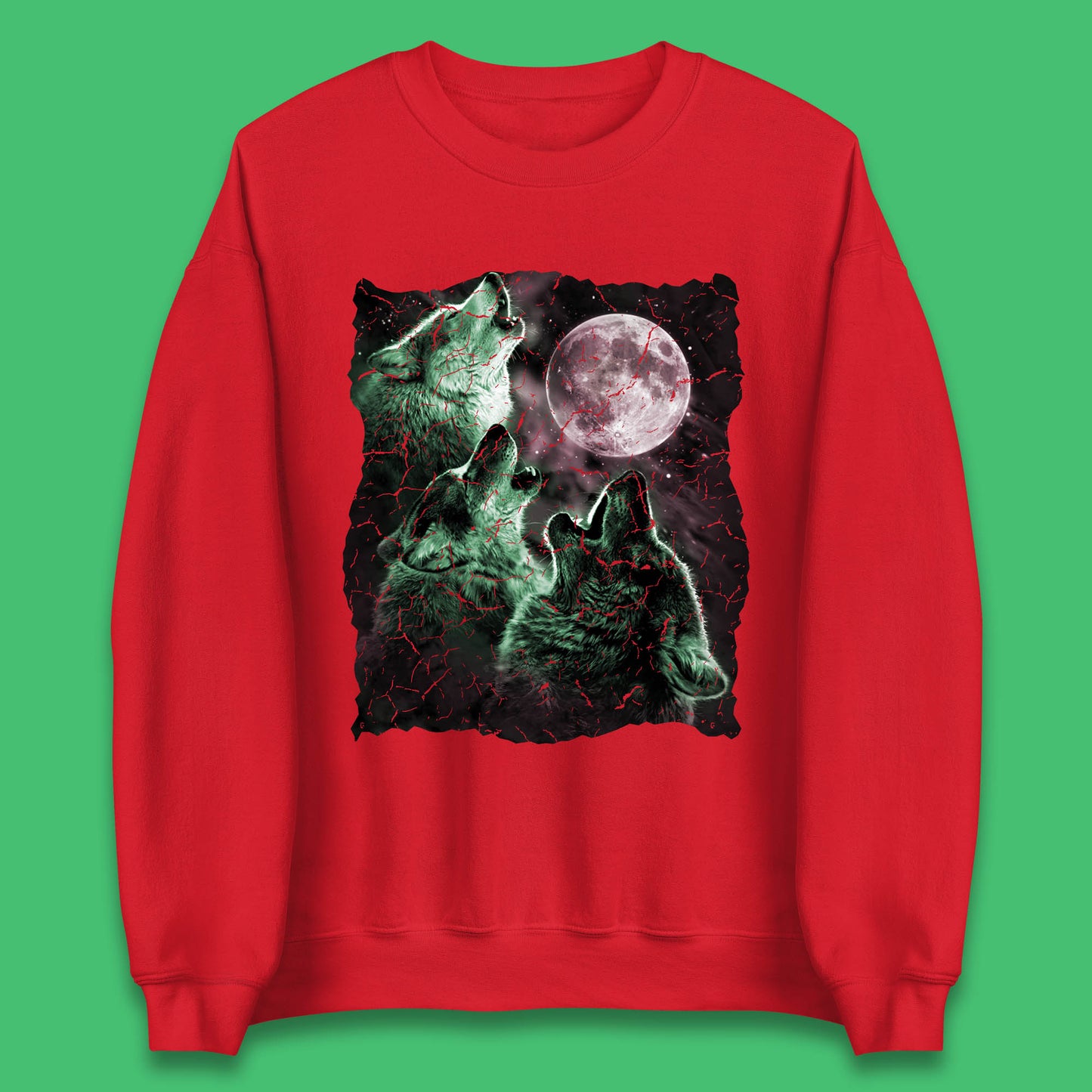 Three Wolf Howling At Moon Wild Free Wolves Three Wolf Dog Animal The Mountain Unisex Sweatshirt