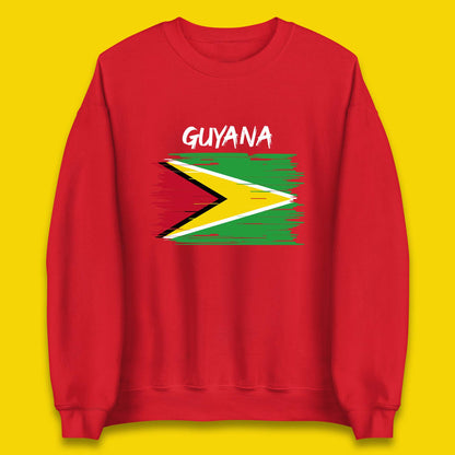 Guyana Flag Distressed Guyanese Flag Country In South America Unisex Sweatshirt
