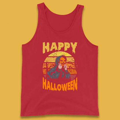 Happy Halloween Jack O Lantern Pumpkin Head Horror Scary Vintage Retro Halloween Tank Top