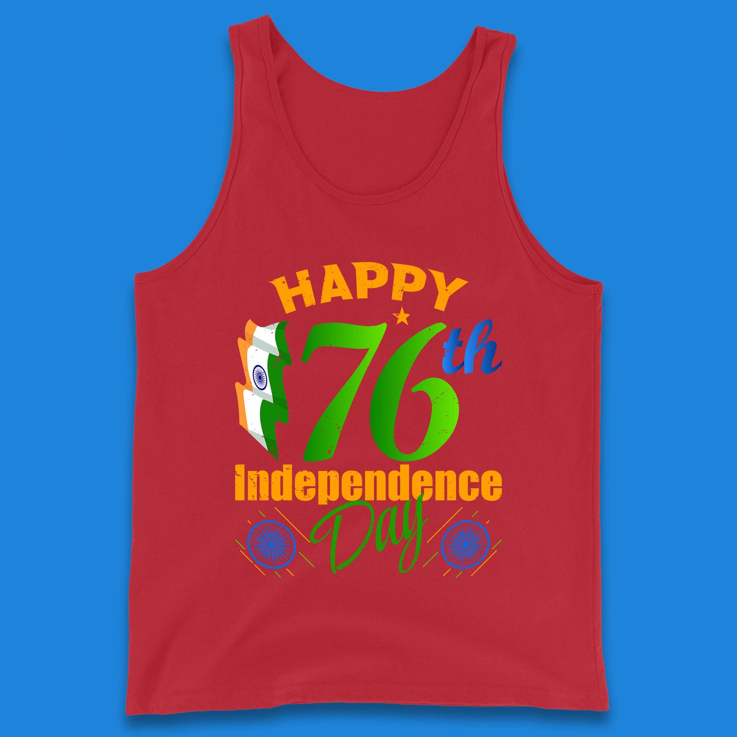Happy India 76th Independence Day 15th August Patriotic Indian Flag Tank Top
