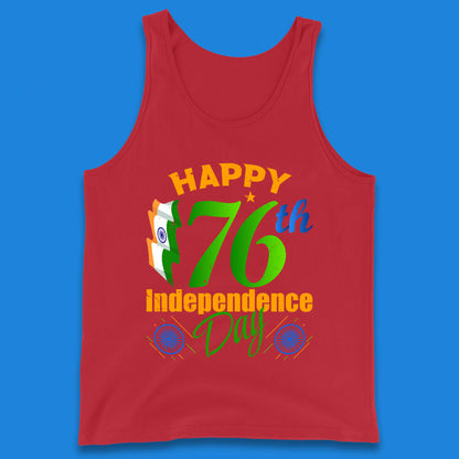 Happy India 76th Independence Day 15th August Patriotic Indian Flag Tank Top