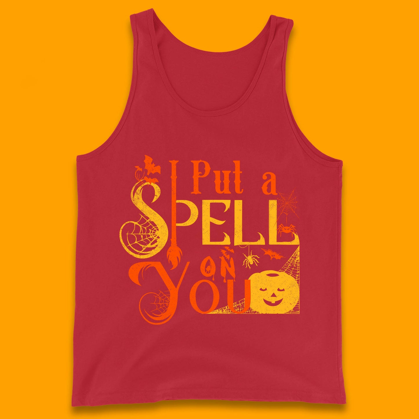 I Put a Spell on You Witch Broom Horror Spooky Scary Halloween Costume Tank Top