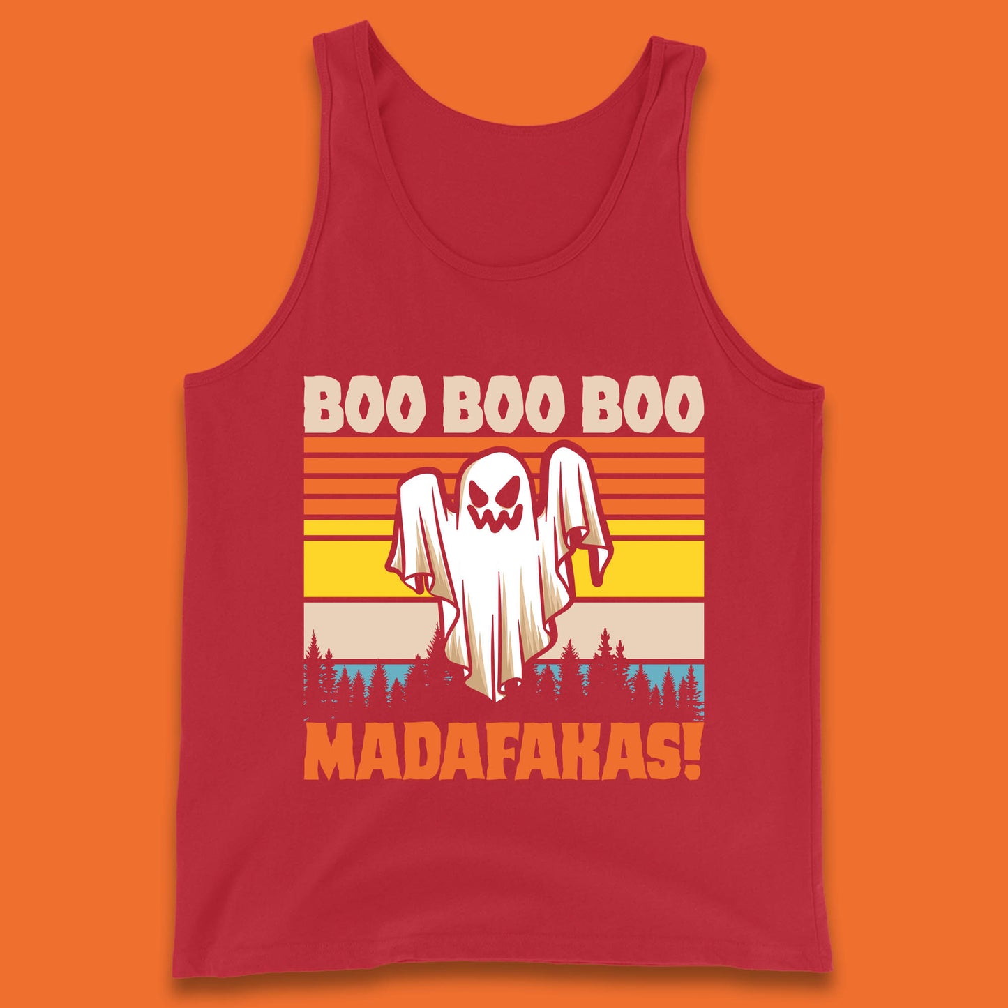 Ghost Say Boo Boo Boo Madafakas Halloween Vintage Horror Scary Boo Ghost Tank Top