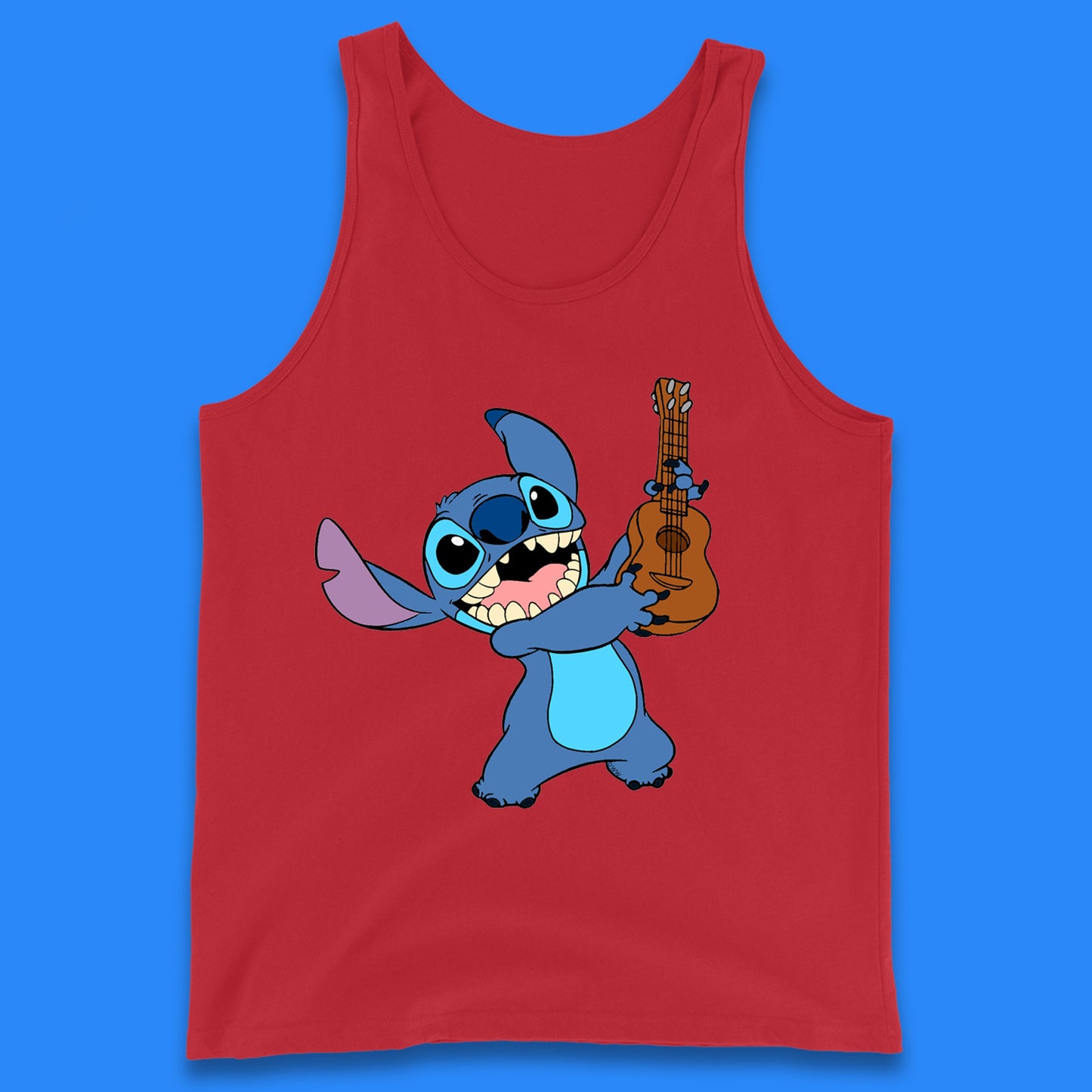 Disney Ohana Playing The Guitar Ohana Lilo & Stitich In Happy Mood Cartoon Character Disney World Tank Top