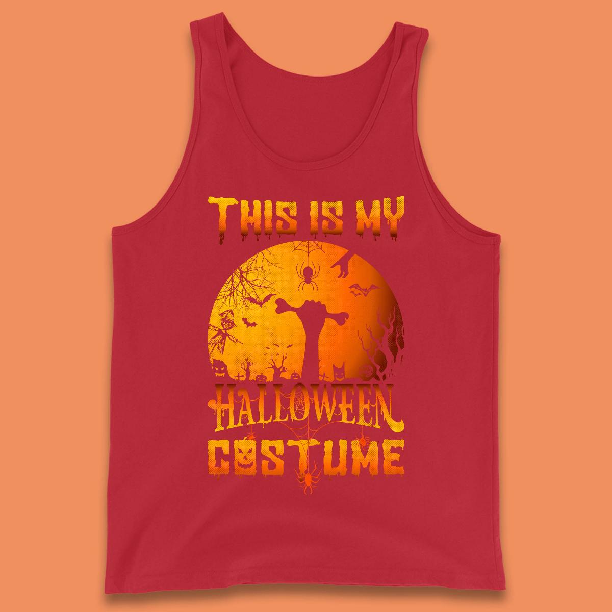 This Is My Halloween Costume Zombie Hand Rising Out Of A Graveyard & Holding Bone In Spooky Night Tank Top