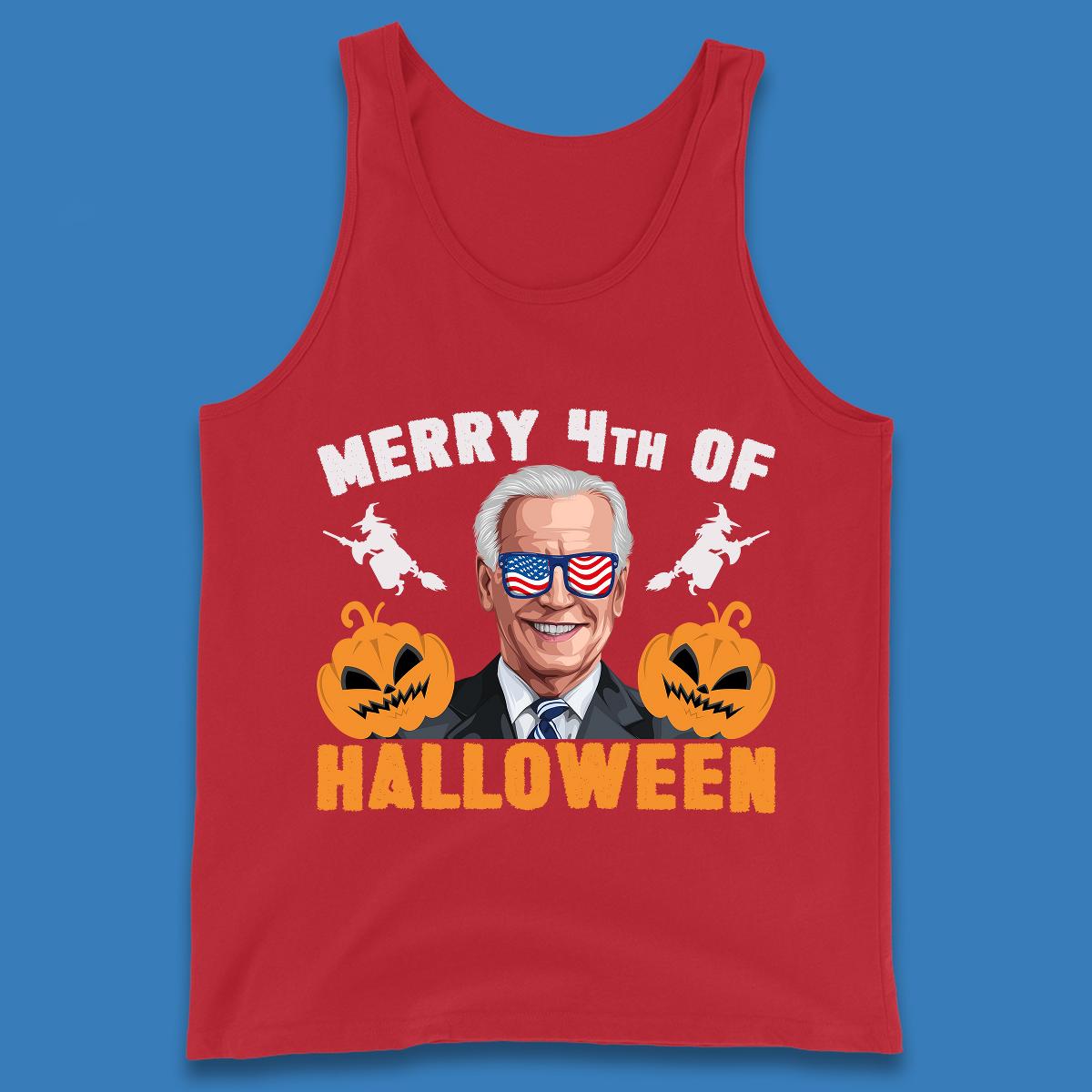 Merry 4th Of Halloween Funny Confused Joe Biden 4th Of July Tank Top