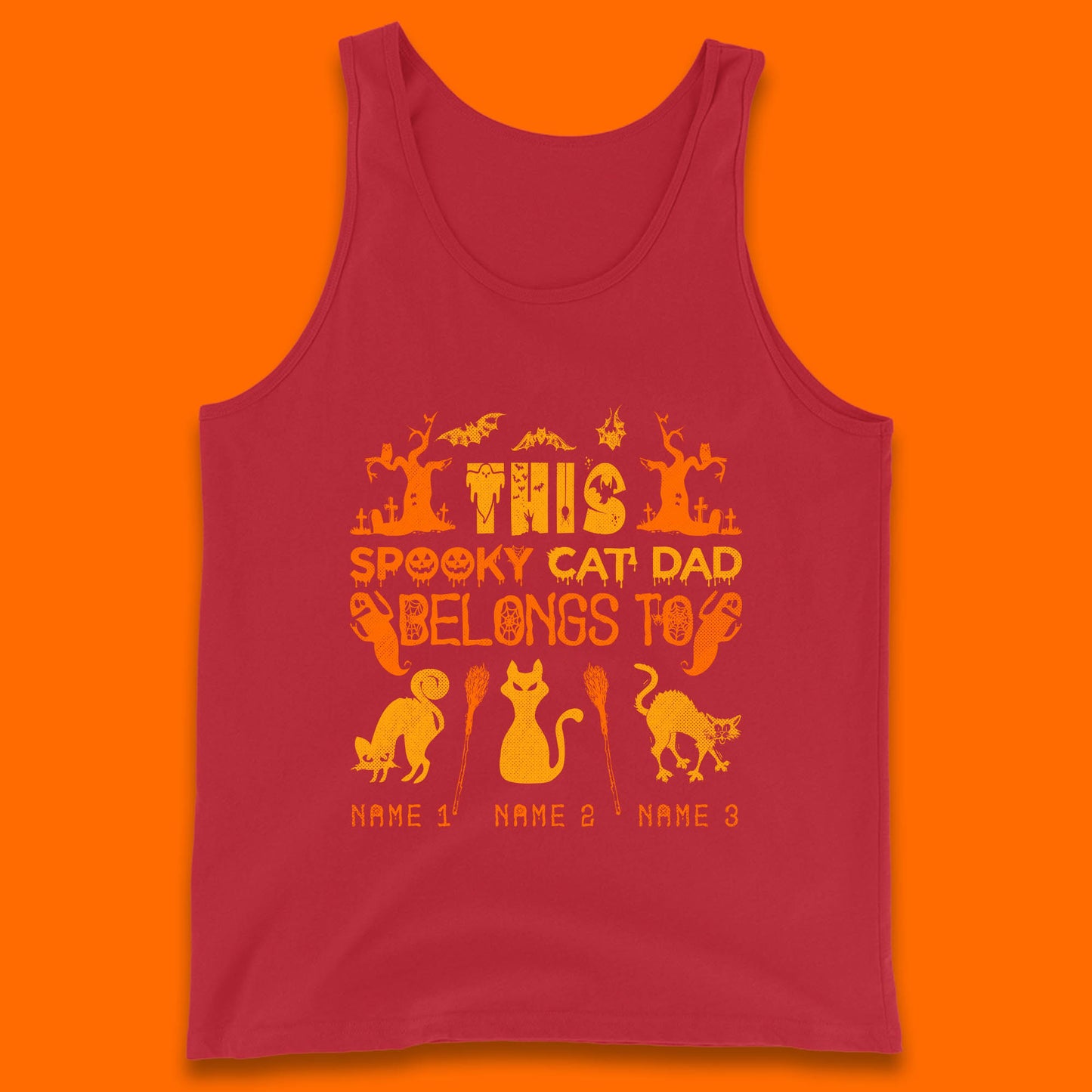 Personalised Halloween This Spooky Cat Dad Belongs To Your Cat Name Customized Halloween Cat Tank Top