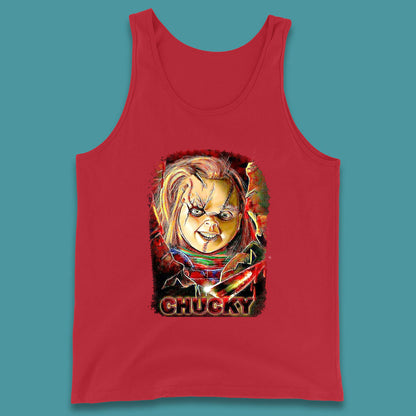 Chucky Distressed Childs Play Horror Monster Creepy Doll Toy Scary Halloween Scary Movie Character Tank Top