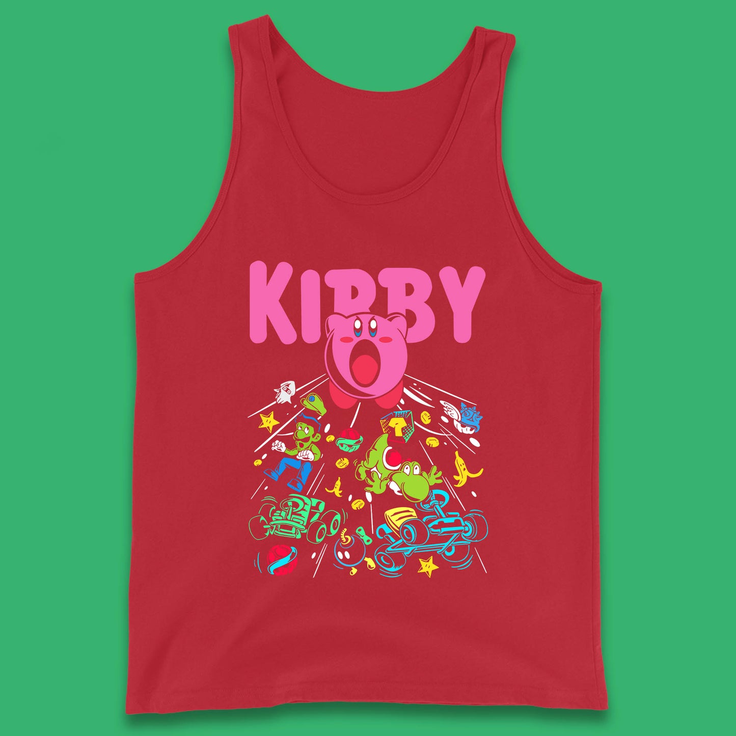 Kirby Consume Karting Mario Kart Ghost Band Heavy Metal Kirby Retro Gaming Tank Top