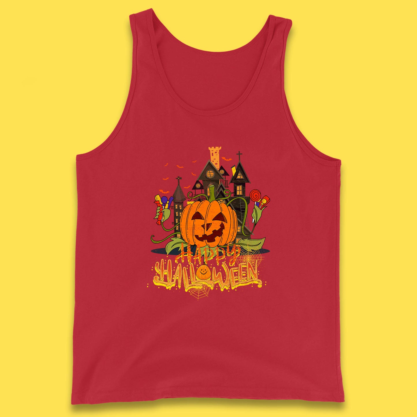 Happy Halloween Spooky Haunted House Halloween Pumpkin Horror Scary Jack-o-lantern Tank Top