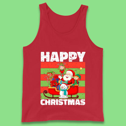 santa and friends on sleigh christmas tank top