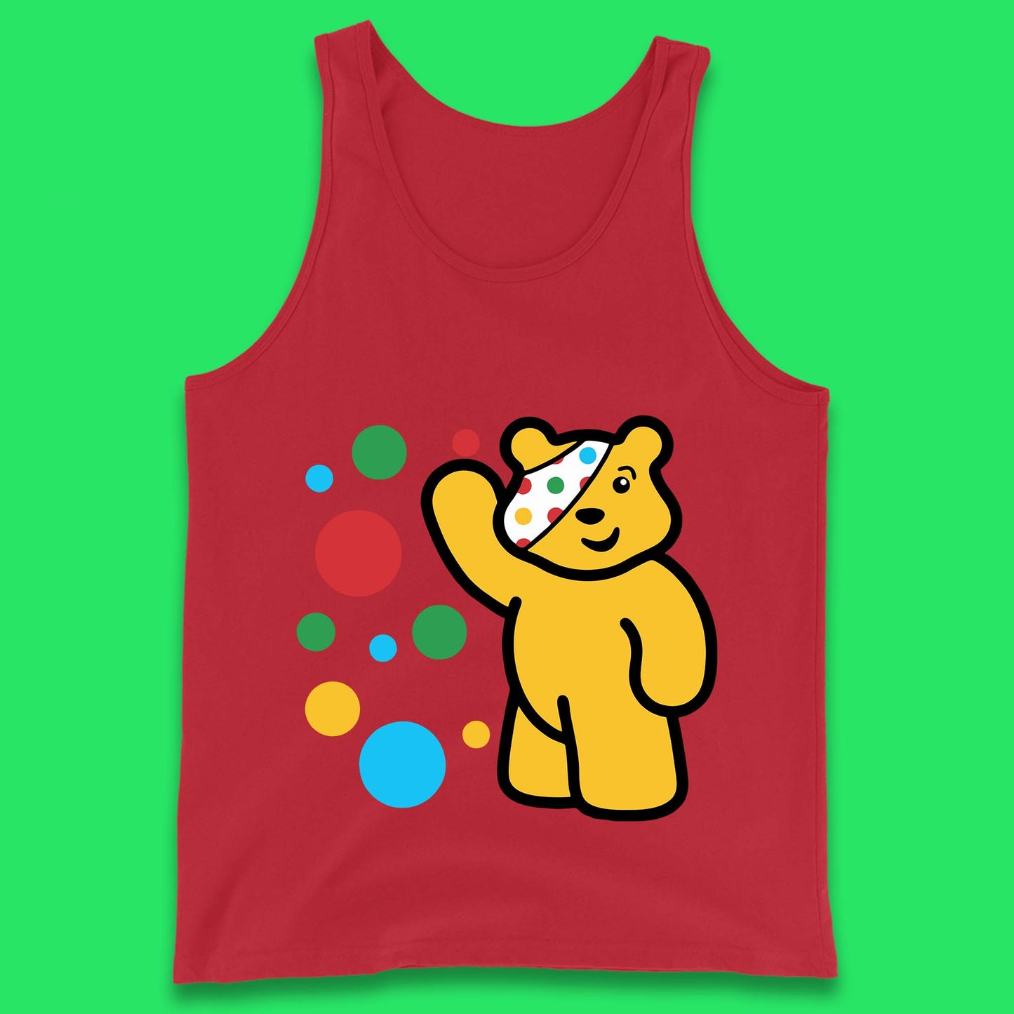 Spotty Pudsey Bear Hand Waving Dotty Spot Fundraising Children In Need Spotty Bear Spotty Day Tank Top