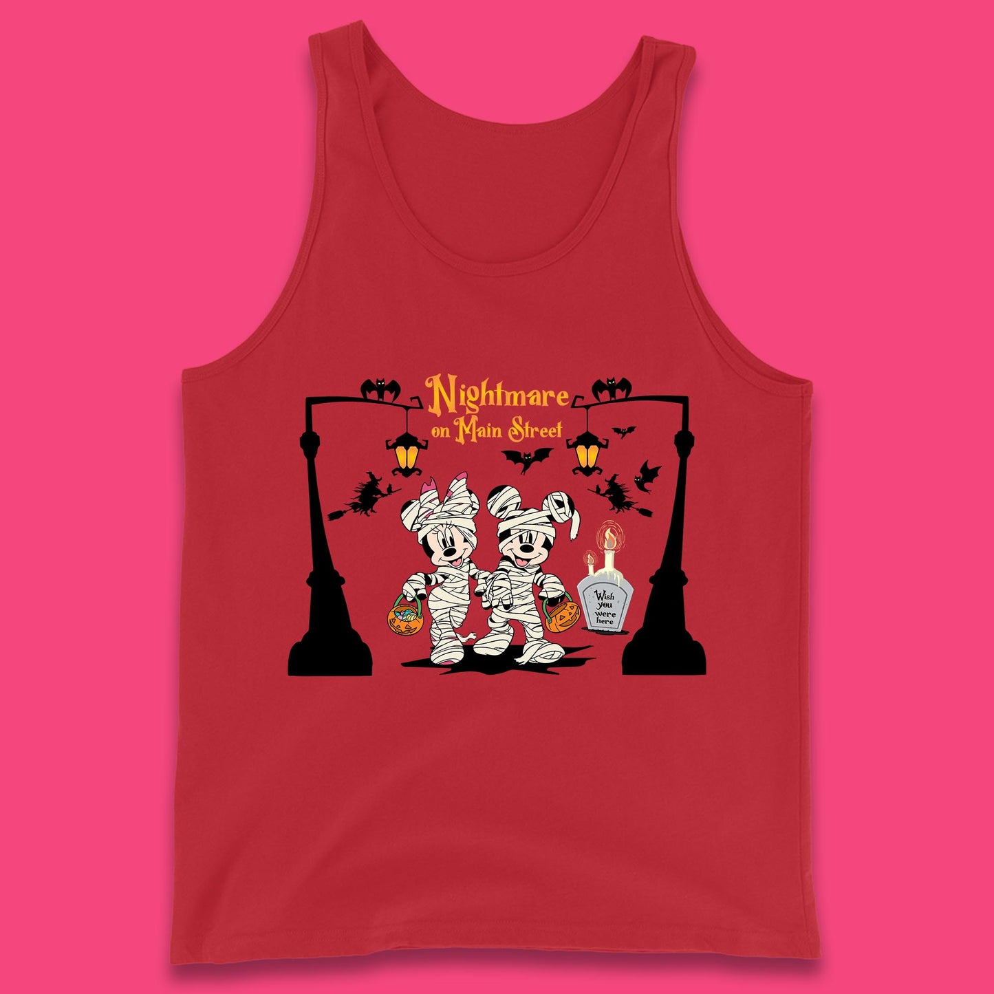 Nightmare On Main Street Disney Halloween Mickey Minnie Mouse Mummy Disneyland Trip Tank Top